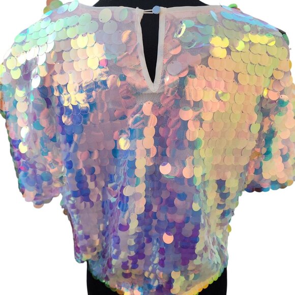 Luxury Evening Cocktail Beaded Sequins Runway Couture Top Blouse Jacket Cover NW - Picture 3 of 8